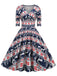Robe de Noël col V à manches mi-longues des années 1950