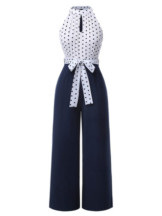 Combinaison dos nu bleue à pois des années 1940