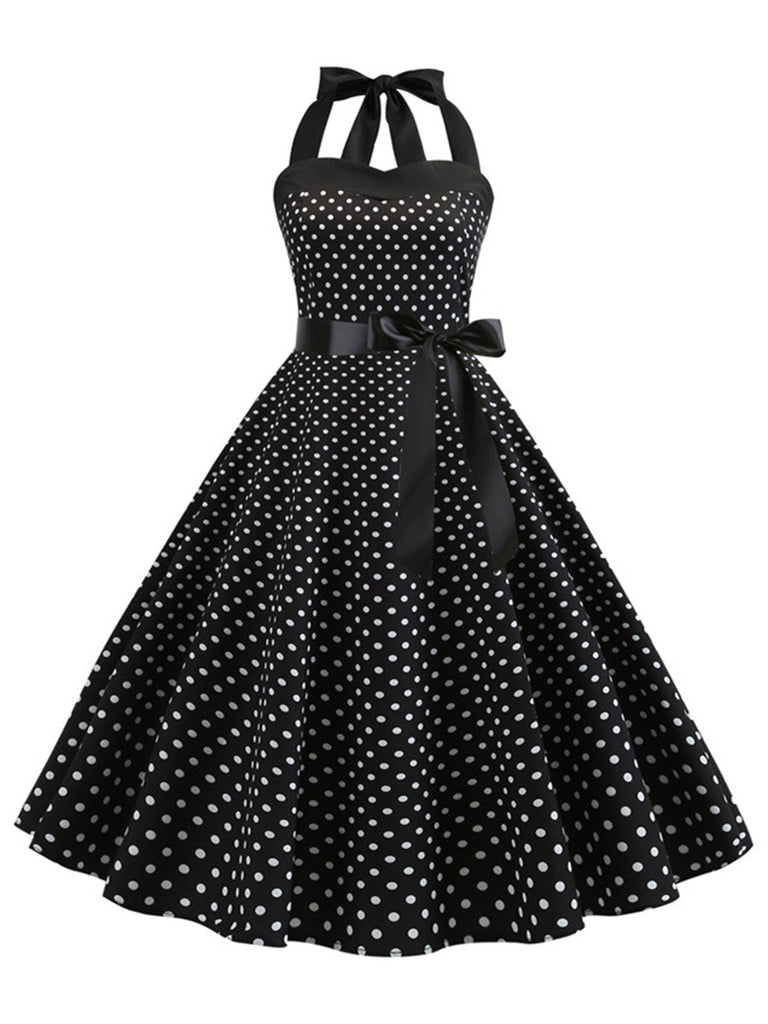Robe Cocktail à Pois Bleue années 1950