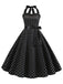 Robe Cocktail à Pois Bleue années 1950