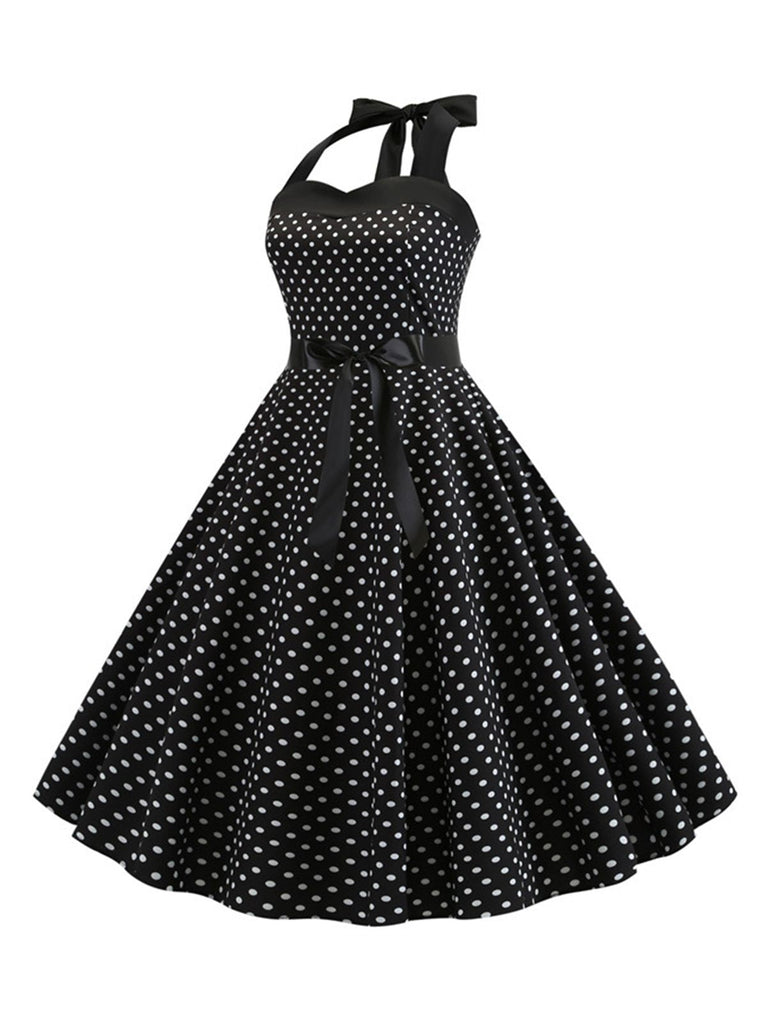 Robe Cocktail à Pois Bleue années 1950