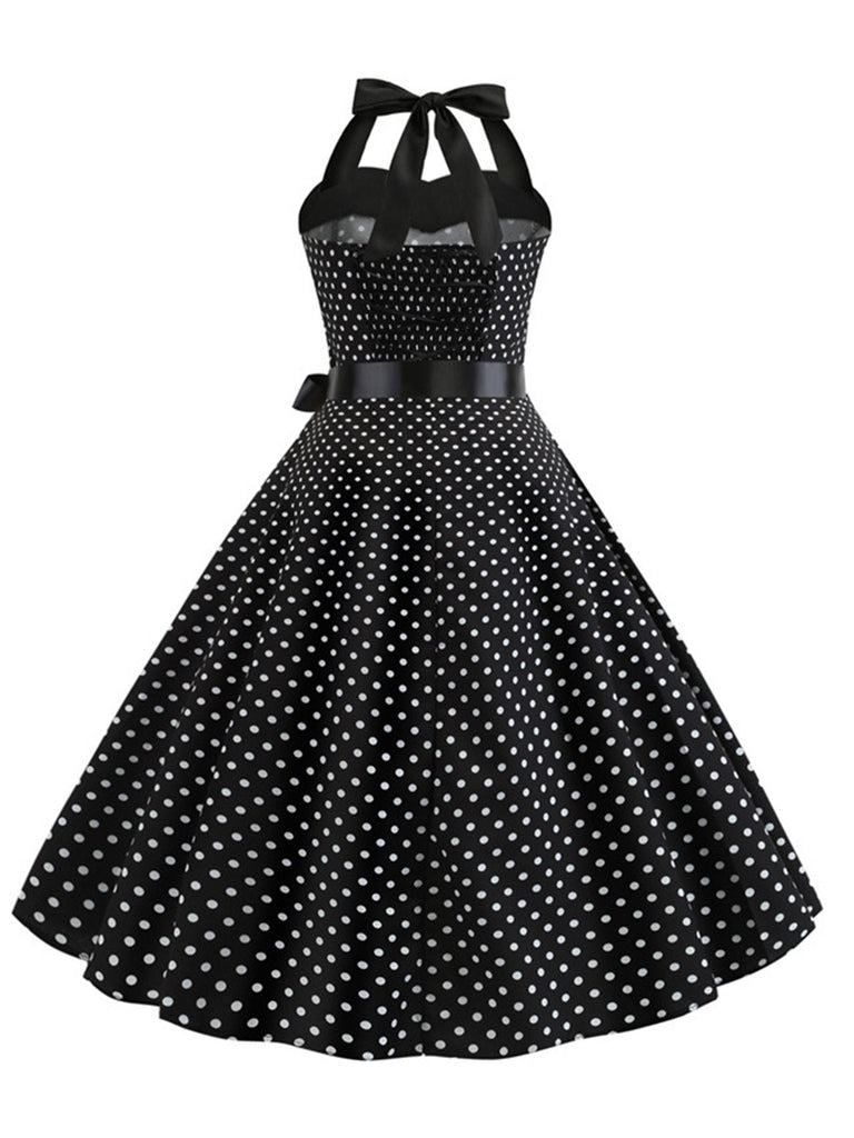 Robe Cocktail à Pois Bleue années 1950