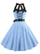 Robe Cocktail à Pois Bleue années 1950