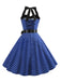 Robe Cocktail à Pois Bleue années 1950