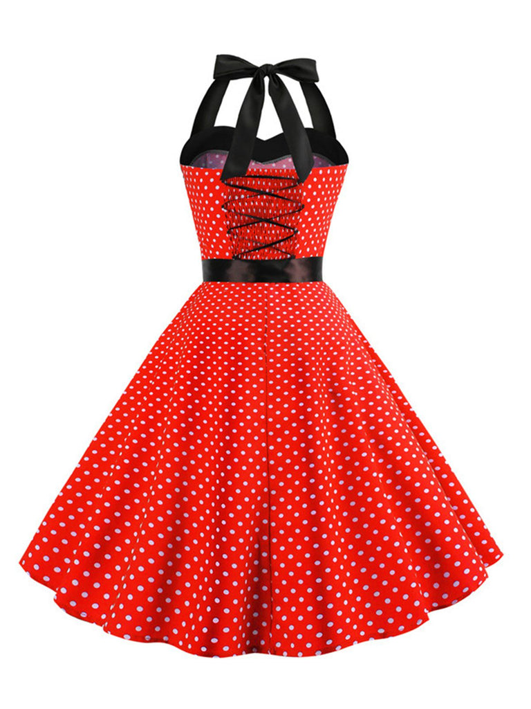Robe Cocktail à Pois Bleue années 1950