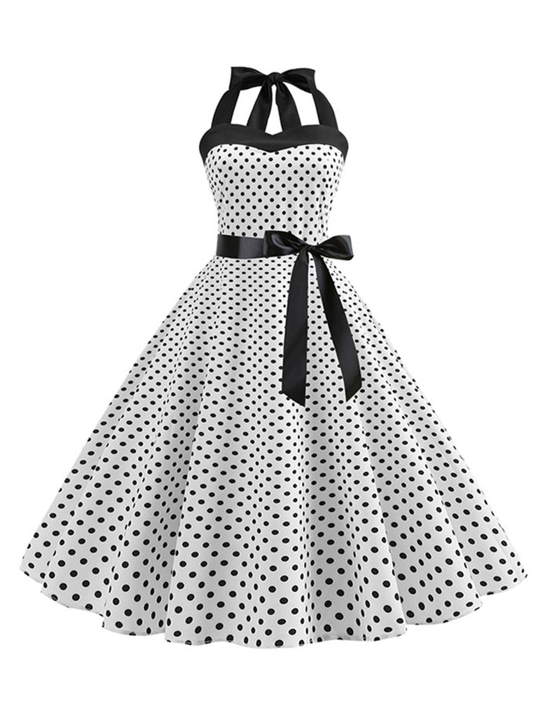 Robe Cocktail à Pois Bleue années 1950