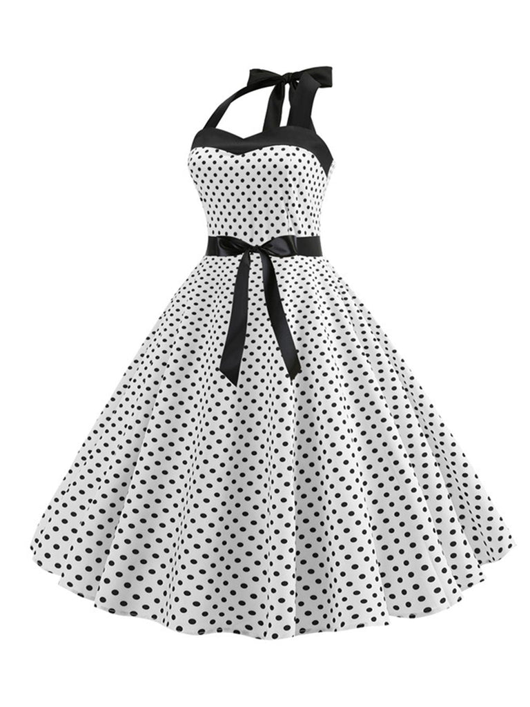 Robe Cocktail à Pois Bleue années 1950