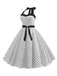 Robe Cocktail à Pois Bleue années 1950