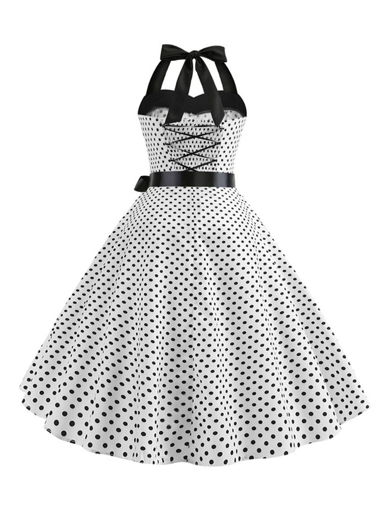 Robe Cocktail à Pois Bleue années 1950