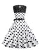 Robe patchwork en dentelle à pois blanc des années 1950