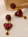 Boucles d’oreilles vintage en résine coeur bordeaux