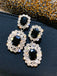 Boucles d'oreilles pendantes vintage en strass noir