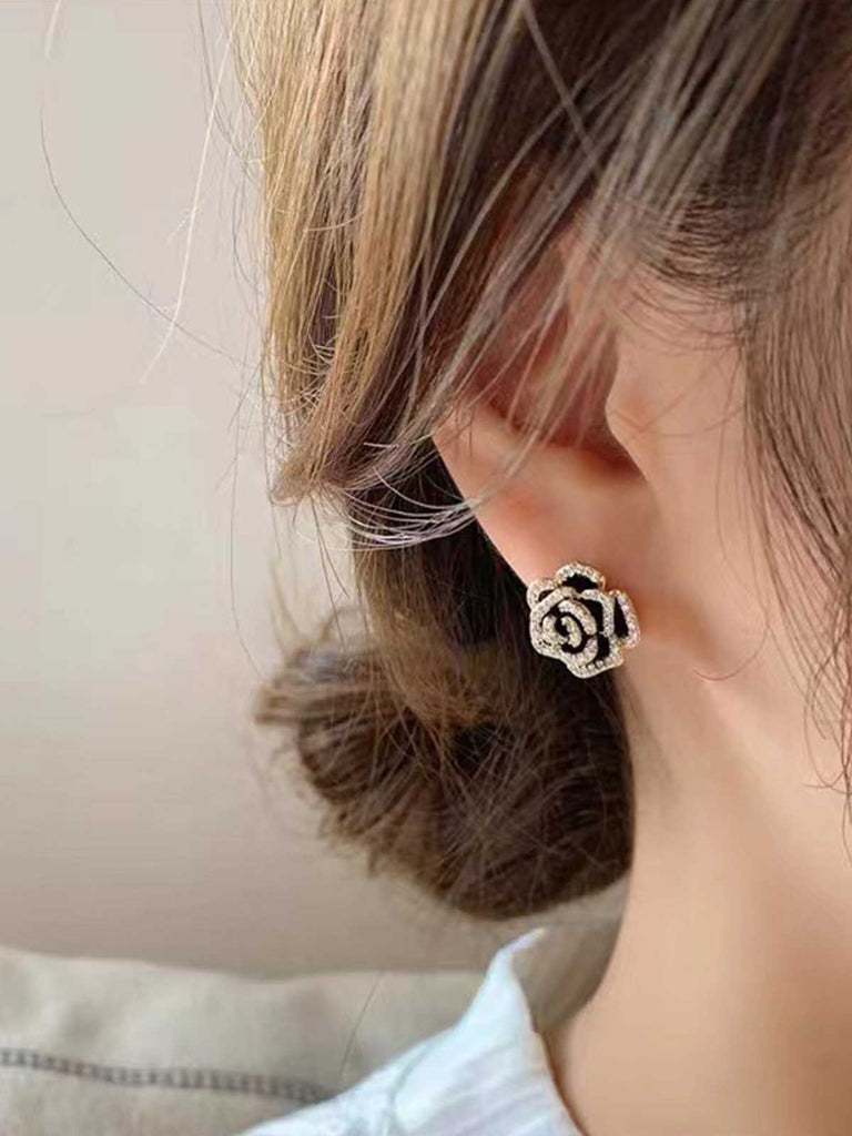 Boucle d'oreille florale en diamant vintage