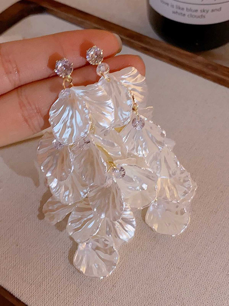 Boucles d'oreilles à pampilles en zircon vintage blanc