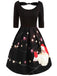Robe Vintage Année 50 à Motifs Père Noël Costume de Noël