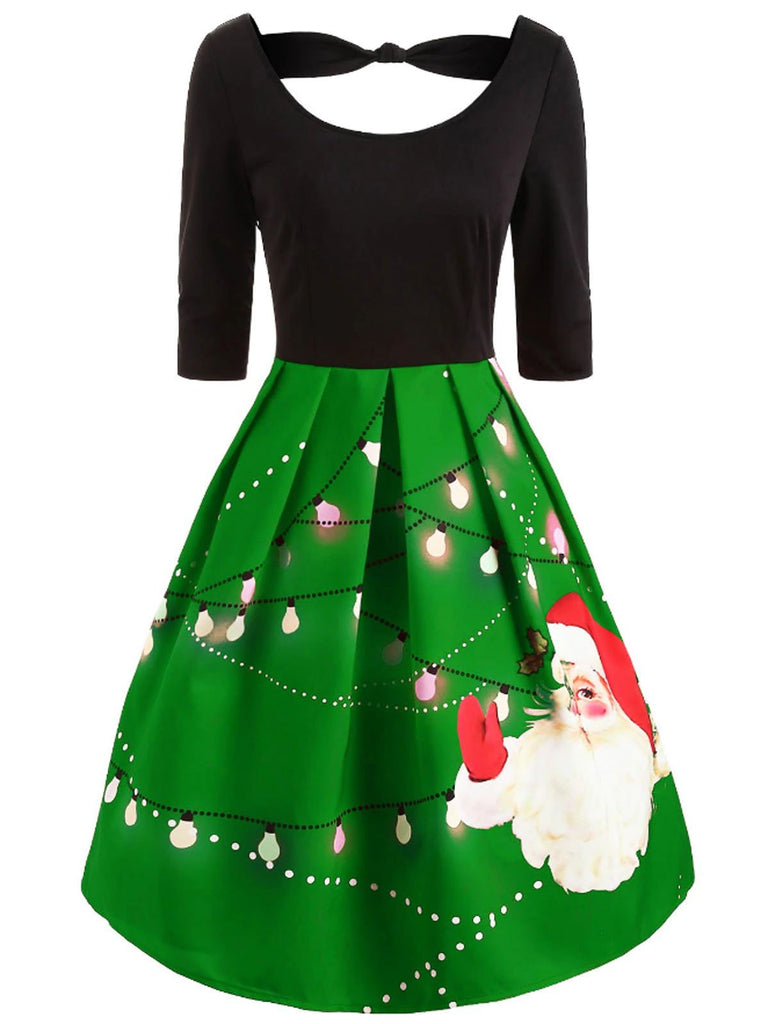 Robe Vintage Année 50 à Motifs Père Noël Costume de Noël