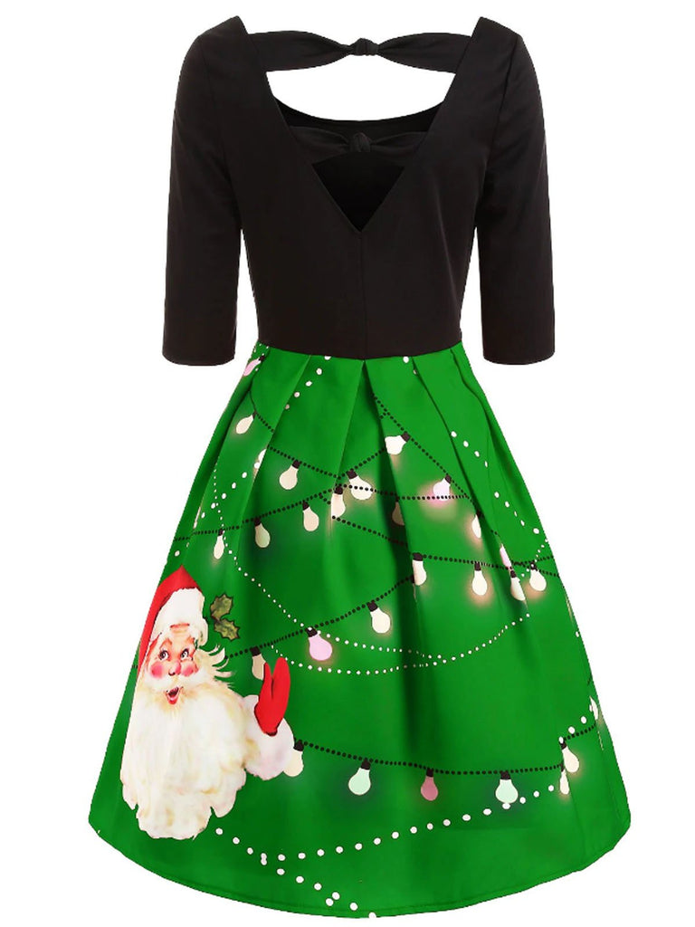 Robe Vintage Année 50 à Motifs Père Noël Costume de Noël