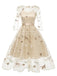 Robe Vintage Année 50 Florale Manches 3/4 Soirée Cocktail Pin Up