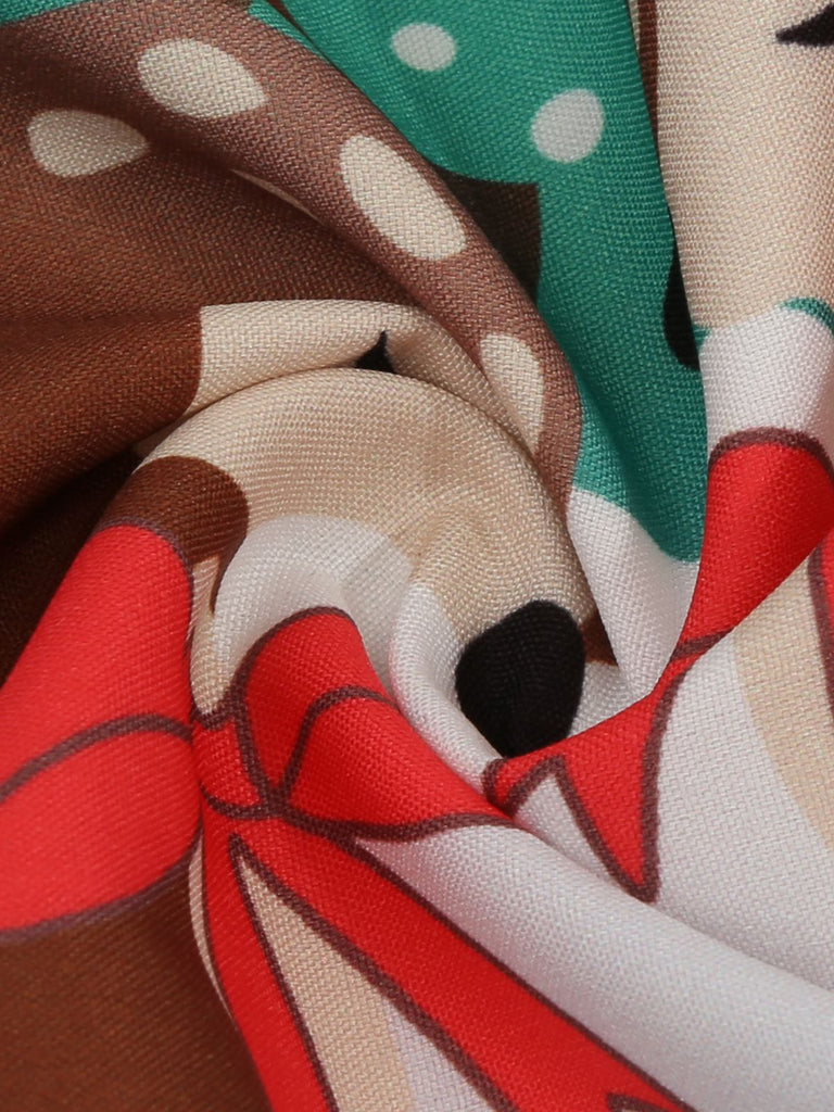 Robe Pour Noël Chic Année 50 Bleu Motifs Renne et flocon de neige