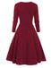 Robe Année 50 Vintage Patchwork Manches Longues Col Coeur
