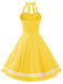 Robe Vintage à Bretelle Années 50 Jaune À Col Licou Chic