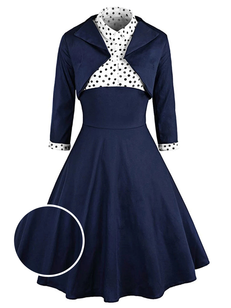 [Prévente] Robe Swing Vintage Année 50 Patchwork Avec Veste Soirée Cocktail Chic