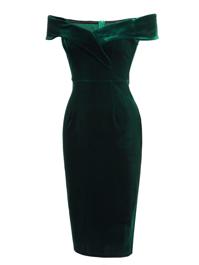Robe Crayon Vintage Bordeaux Velours Année 60 Cocktail Chic