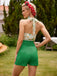 Combishort Vert Vintage Années 50 à Fleur avec Boutons