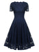 Robe Swing Vintage Année 50 à Col V Dentelle Soirée Cocktail Chic