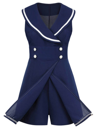 [Prévente] Combishort Marin Boutons Perlés Bleu Marine Années 1950