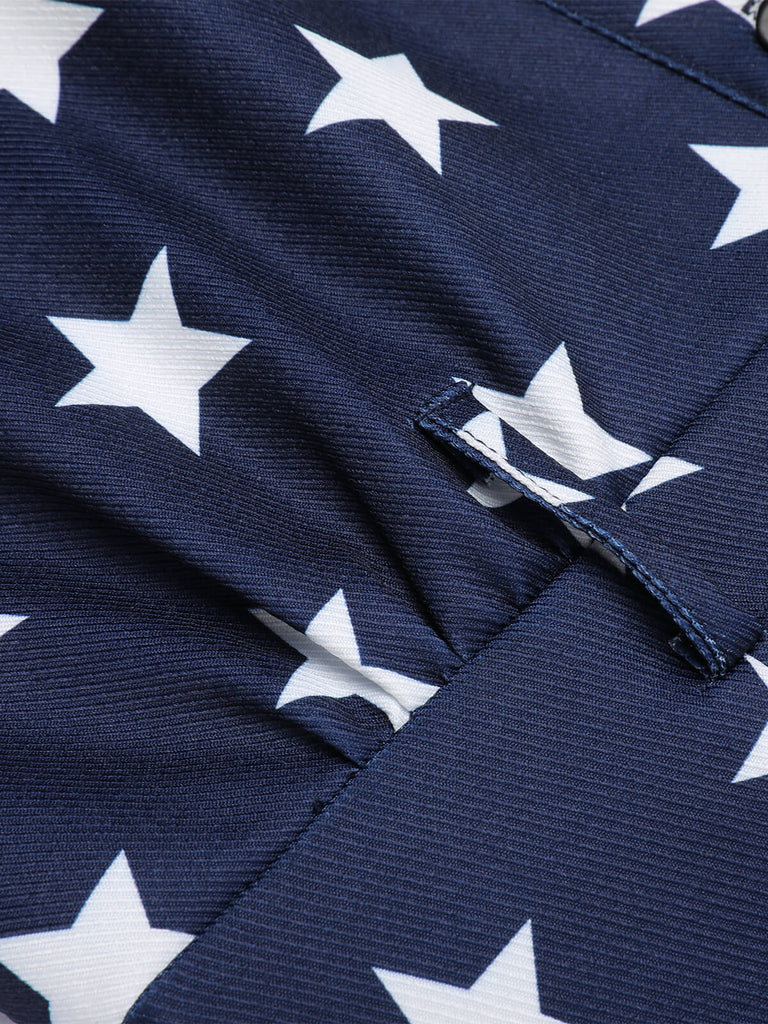 Combishort vintage bleu marine à revers et étoiles