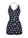 Combishort vintage bleu marine à revers et étoiles
