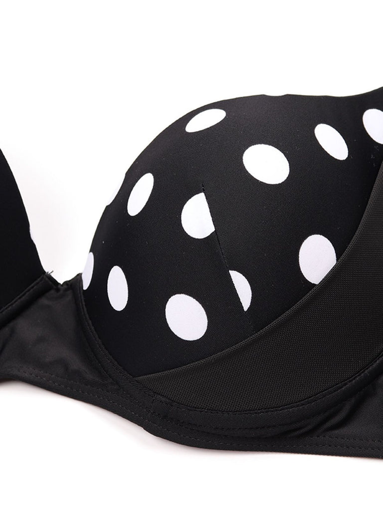 Maillot de Bain Noir à Pois avec Jupe