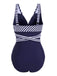 [GRANDE TAILLE] Maillot de bain une pièce patchwork rayé à lacets
