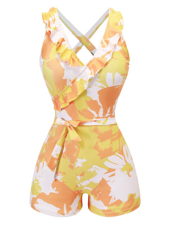 Maillot de bain à lacets jaune 1940 Peinture Plantes