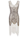 Robe Charleston Blanc Vintage Années 20 à Franges Paillettes Gatsby