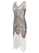 Robe Charleston Blanc Vintage Années 20 à Franges Paillettes Gatsby