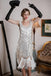 Robe Charleston Blanc Vintage Années 20 à Franges Paillettes Gatsby